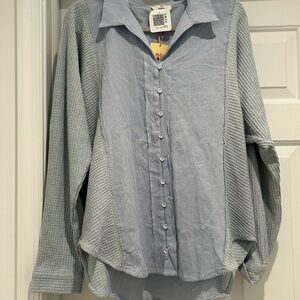 Women’s Blue Button-Up Shirt NWT